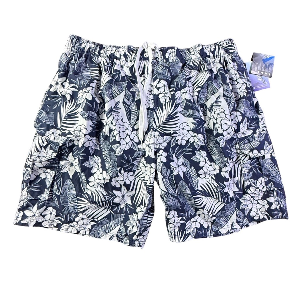 Kanu Surf Jake Swim Trunks Navy Floral Print Size 4X‎